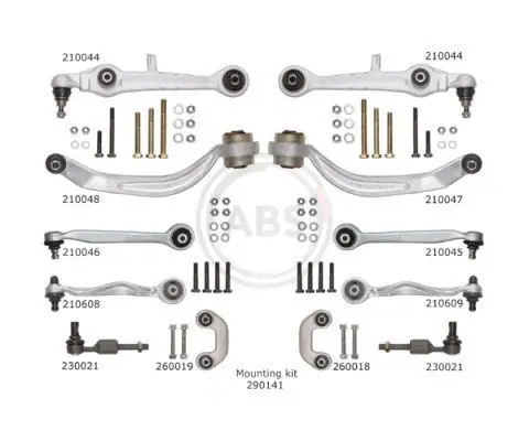 К-кт важелів перед. підвіски Audi A4/A6/Superb/Passat B5 (з товстим пальцем) A.B.S. 219900 (фото 1)