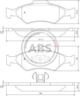 Гальмівні колодки пер. Fiesta IV 95-03 (ATE) (54,5x151x18,5) A.B.S. 37196