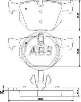 Гальмівні колодки зад. BMW 3(E90)/5(E60) (ATE) (123x58,1x17,3) A.B.S. 37410