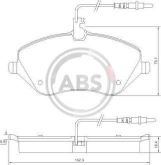 Гальмівні колодки пер. Peugeot 407/607 04- (TRW) (162,3x79,1x18,4) A.B.S. 37431