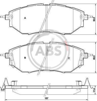 Гальмівні колодки пер. Subaru Legacy IV/Outback 03- (akebono) A.B.S. 37502 (фото 1)