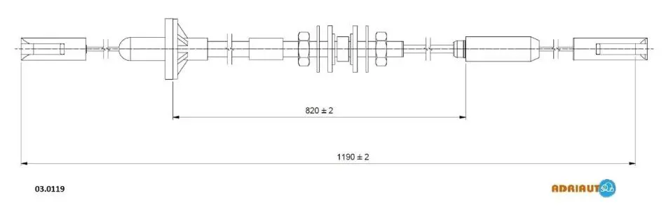 VW трос зчеплення AUDI 100 4 цил. 82- 1290/660 ADRIAUTO 03.0119 (фото 1)