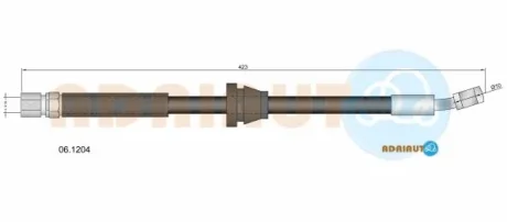 Тормозной шланг передн. Daewoo Nubira/Tacuma/Orion/Astra/Vectra 96-05 ADRIAUTO 061204