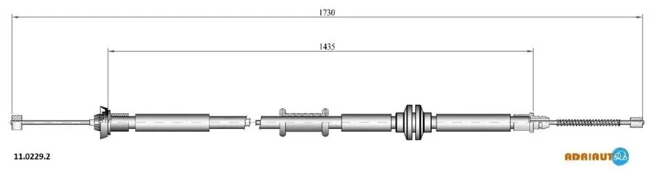 Трос гальмівний FIAT Nemo all Ds 1.4 HdiRH12/07-/Fiorino all Ds 1.3 MjRH12/07-/Bipper R RH"08- ADRIAUTO 1102292 (фото 1)