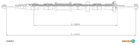 Трос ручника fiat 500panda 1.4 14901280 06- l диски ADRIAUTO 1102332