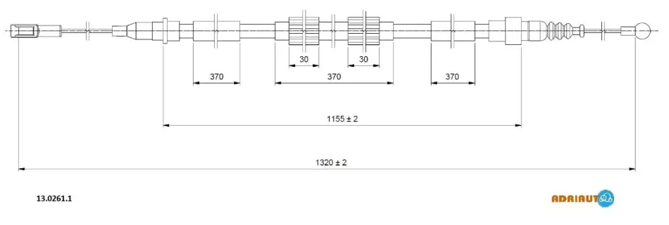 Ad13.0261.1_[7m3609701] трос ручника п. vw sharan 1.8t 20v 97-01 ADRIAUTO 1302611 (фото 1)