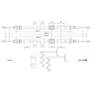 FORD трос ручного гальма (довга база) Transit Connect 02- (1985/1860mm) ADRIAUTO 13.0290.1