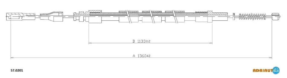 VOLVO Трос ручного тормоза прав.340,360 81- 1360 ADRIAUTO 570201 (фото 1)