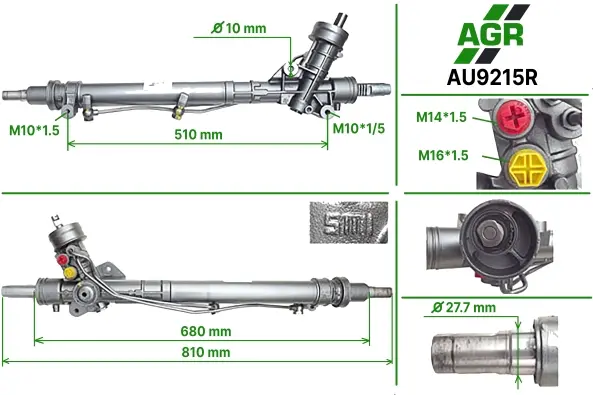 Рульова рейка з ГПК, відновлена, AUDI A6 01.97-01.05;AUDI A6 Avant 11.97-01.05 AGR AU9215R (фото 1)