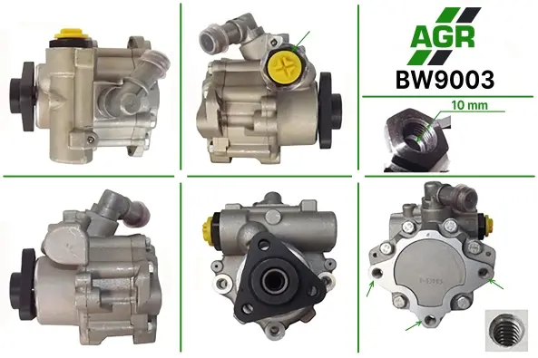 Насос ГУР новый BMW 3 E-36 90-00; 3 E-46 98-05; 5 E-34 88-96; 5 E-39 95-03, X3 E-83 03-10 AGR BW9003 (фото 1)