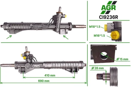 Рулевая рейка с ГУР восстановленная CITROEN C8 (EA_, EB_) 02-;FIAT ULYSSE (179AX) 02-11 AGR CI9236R