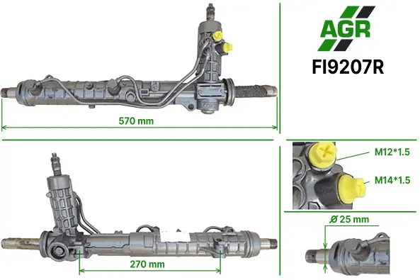 Рульова рейка з ГПК відновлена FIAT MULTIPLA (186) 99-10 AGR FI9207R (фото 1)
