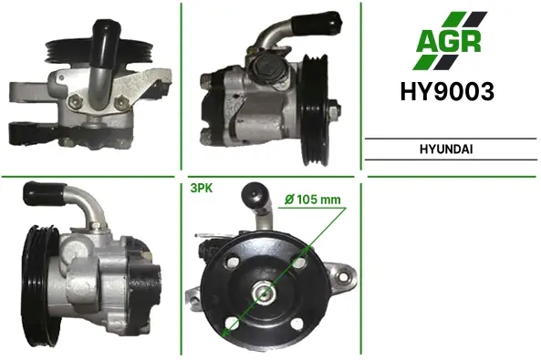 Насос ГПК з механічним приводом, новий, HYUNDAI COUPE 96-02,ELANTRA 00-06,ELANTRA 00-06,HYUNDAI MAT AGR HY9003 (фото 1)