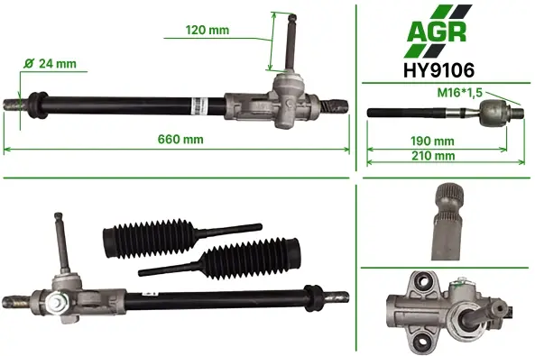Рулевая рейка без ГУР новая HYUNDAI ACCENT III (MC) 05-12,KIA RIO II (JB) 05- AGR HY9106 (фото 1)