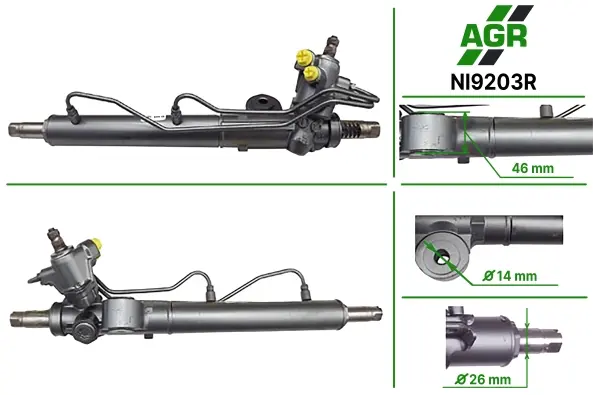 Рульова рейка з ГПК відновлена NISSAN ALMERA TINO (V10) 00-05 AGR NI9203R (фото 1)