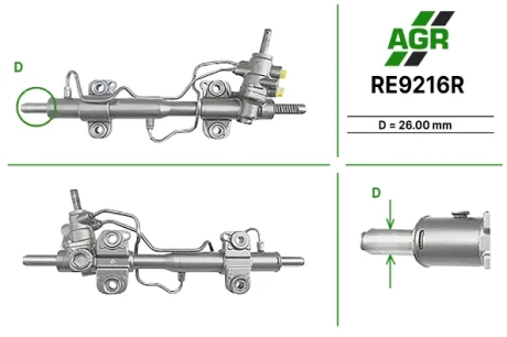 Рульова рейка з ГПК відновлена RENAULT SAFRANE I (B54_) 92-96,SAFRANE II (B54_) 96-00 AGR RE9216R