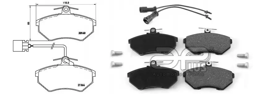 Колодки тормозные передние Audi 80,90/VW Golf III (1H1) (91-00) APPLU APLUS 71112BAP (фото 1)