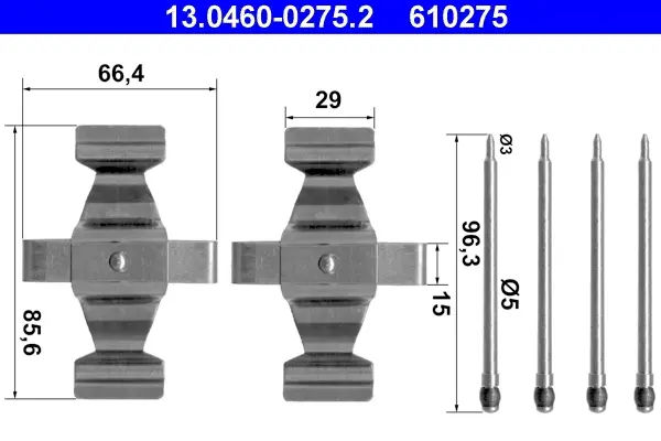 Комплектующие, колодки дискового тормоза ATE 13.0460-0275.2 (фото 1)