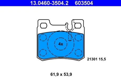 Колодки тормозные задние MERCEDES-BENZ W124 3.0 -93, W201 2.0-2.6 -93, W202 2.8 -00, 0024200120, A0024200120, 0024200020 ATE 13046035042