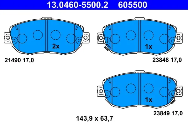 Комплект гальмівних накладок, дискове гальмо ATE 13.0460-5500.2 (фото 1)