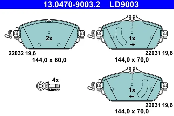 Комплект гальмівних колодок ATE 13047090032 (фото 1)