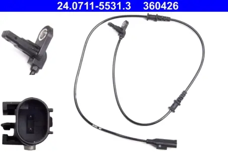 Датчик ABS передн Лів/Прав MERCEDES SPRINTER 3,5-T (B906), SPRINTER 3-T (B906), SPRINTER 4,6-T (B906), SPRINTER 5-T (B906) VW CRAFTER 30-35, CRAFTER 30-50 1.8-3.5 04.06-09.20 ATE 24071155313