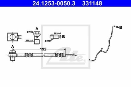 Шланг гальмівний задній лівий ATE 24125300503