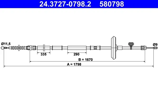 Трос ручного гальма ATE 24372707982 (фото 1)