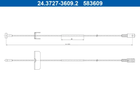 Трос стояночного гальма середн (1215мм) RENAULT TRAFIC III 1.6D/2.0D 05.14- ATE 24372736092