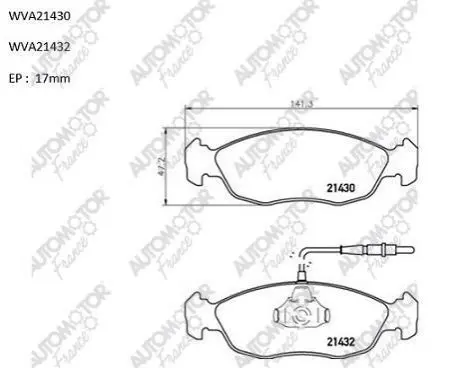 Колодки гальмівні передні Citroen Saxo (96-03)/Xsara (97-05)/Peugeot 106 (91-), 306 (94-01) Automotor France AUTOMOTOR France ABP9106 (фото 1)