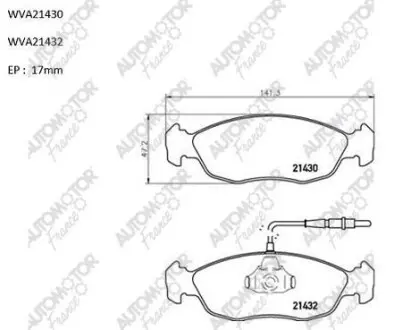 Колодки гальмівні передні Citroen Saxo (96-03)/Xsara (97-05)/Peugeot 106 (91-), 306 (94-01) Automotor France AUTOMOTOR France ABP9106