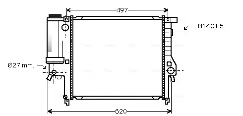 Радіатор охолодження двигуна BMW316/8/20/5 E36 MT 90- (Ava) AVA COOLING BW2124 (фото 1)