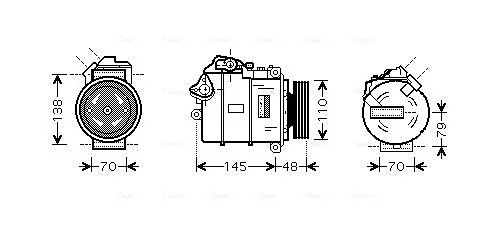 Компресор кондиціонера BMW 5 E60 (05-), 7 E65 (05-) 2.0TD, 4.4D AVA AVA COOLING BWAK317 (фото 1)