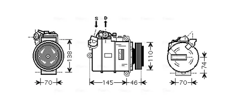 Компресор кондиціонера BMW 3 E90 (04-), 5 E60 (03-), 7 E65 (01-) AVA AVA COOLING BWAK318