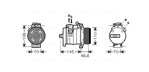 Компресор кондиціонера BMW X5 E53 (00-)/LR Range Rover (02-) 3.0 Tdi AVA AVA COOLING BWAK334 (фото 1)