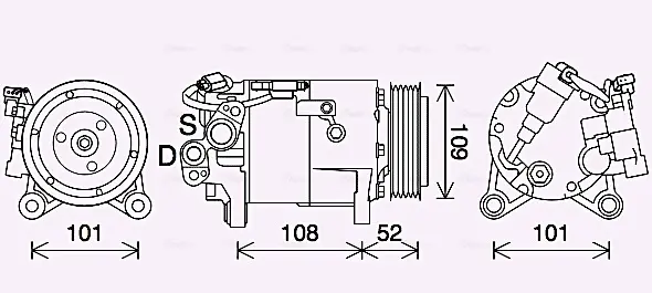 AVA BMW Компресор кондиціонера 2 Active Tourer (F45) 14-, 2 Gran Tourer (F46) 14-, 7 (G11, G12) 15-, X3 (F25) 14-, MINI AVA COOLING BWAK566 (фото 1)