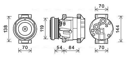 Компресор кондиціонера Chevrolet Epica (05-) 2.0i, 2.5i, Cruze (09-) 2.0 TDCI AVA AVA COOLING CTAK055 (фото 1)