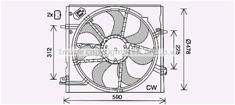 Вентилятор радіатора охолодження двигуна Nissan Qashqai II (13-), X-Trail (14-) AVA AVA COOLING DN7536