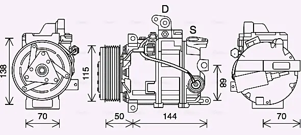 Компресор кондиціонера Infiniti M35 (05-), G35 (07-) 3.5i AVA AVA COOLING DNAK447 (фото 1)