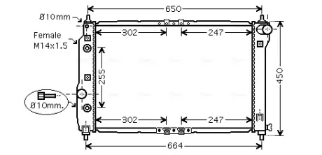 Радіатор охолодження CHEVROLET AVEO 1.5 (AT) (AVA) AVA COOLING DWA2068