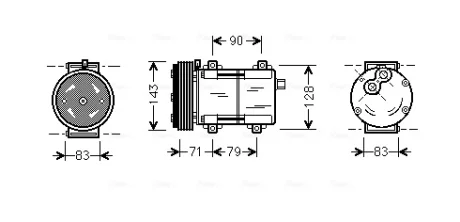 Компресор кондиціонера Ford Fiesta (01-), Transit (00-) AVA AVA COOLING FDAK279
