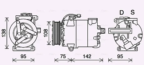 Компресор кондиціонера Ford Transit (14-), Transit Custom (13-) 2.2TDCi AVA AVA COOLING FDAK635