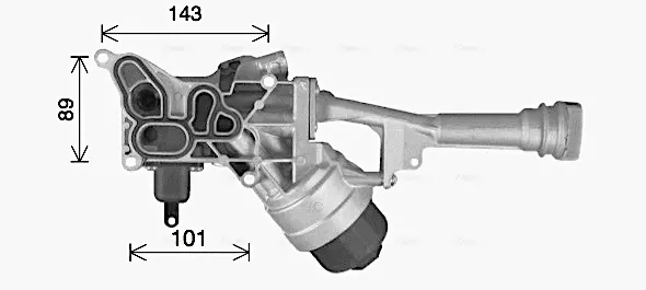 AVA FIAT Оливний радіатор (з корпусом) 500 1.3 09-, DOBLO 1.3, 1.4 10-, LANCIA, OPEL, VAUXHALL AVA COOLING FT3478H (фото 1)