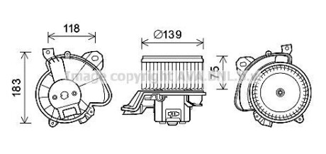 Вентилятор обігрівача салону Citroen Nemo Peugeot Bipper Fiat Qubo 1,3HDI 08> Punto 1,4i 07> man AC+/- AVA AVA COOLING FT8431 (фото 1)