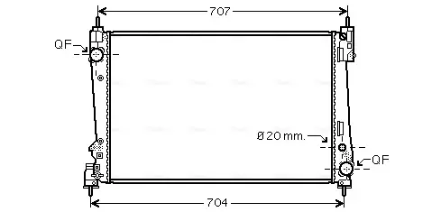 Радіатор охолодження двигуна Fiat Doblo 10> 1,6-2,0 MJet MT AC+/-, Opel Combo 1,6-2,0 CDTI 12> AC+/- AVA AVA COOLING FTA2312 (фото 1)