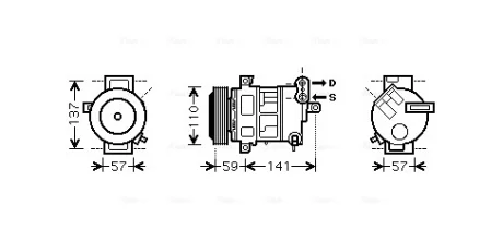 AVA FIAT Компресор кондиціонера BRAVO II 1.6 07-, IDEA 1.6 08-, SEDICI 1.9, 2.0 06-, LANCIA, SUZUKI AVA COOLING FTAK333