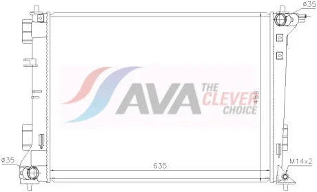 Радіатор, Система охолодження двигуна AVA COOLING HY2612