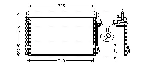 Радіатор кондиціонера Hyundai Terracan (01-), Trajet (99-) AVA AVA COOLING HY5071D (фото 1)