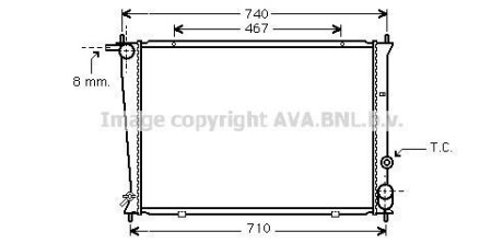 Радиатор охлаждения двигателя Hyundai H100 H-1 2,5D 00&gt;04, 04&gt;07 MT AC+/- AVA COOLING HYA2049 (фото 1)