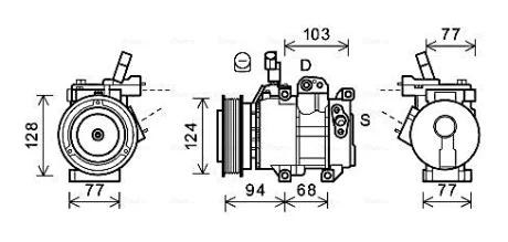 Компресор кондиціонера Hyundai i20 (08-), Accent IV (10-) 1.4i, 1.6i AVA AVA COOLING HYK451